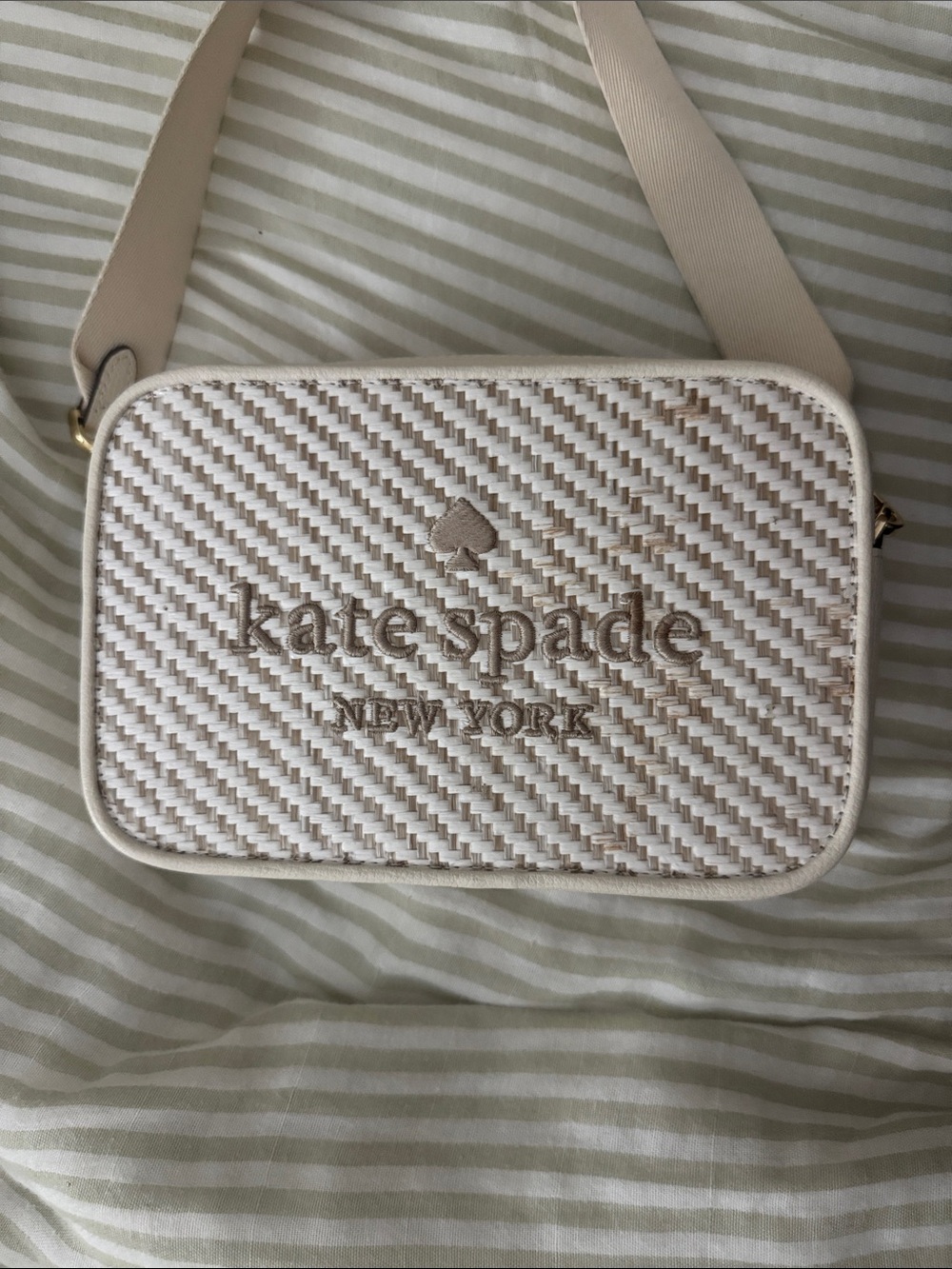 kate spade Cream and Tan Woven Crossbody Bag